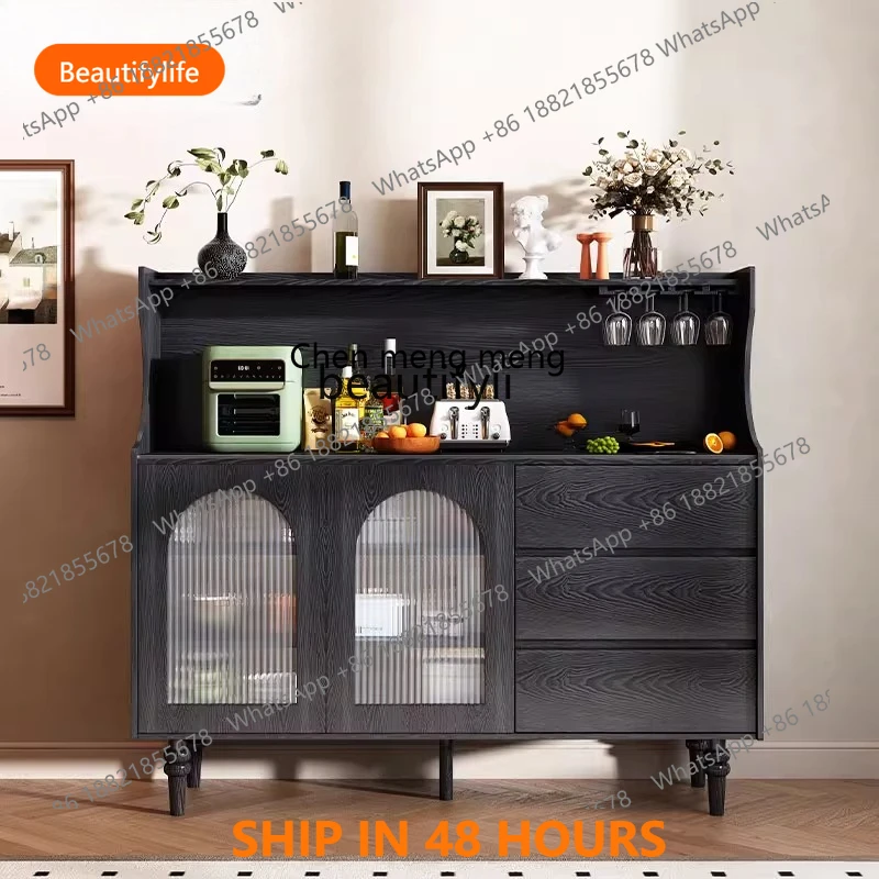 

French retro rock slab side cabinet, medieval style integrated decorative cabinet against the wall, solid wood cabinet collar F