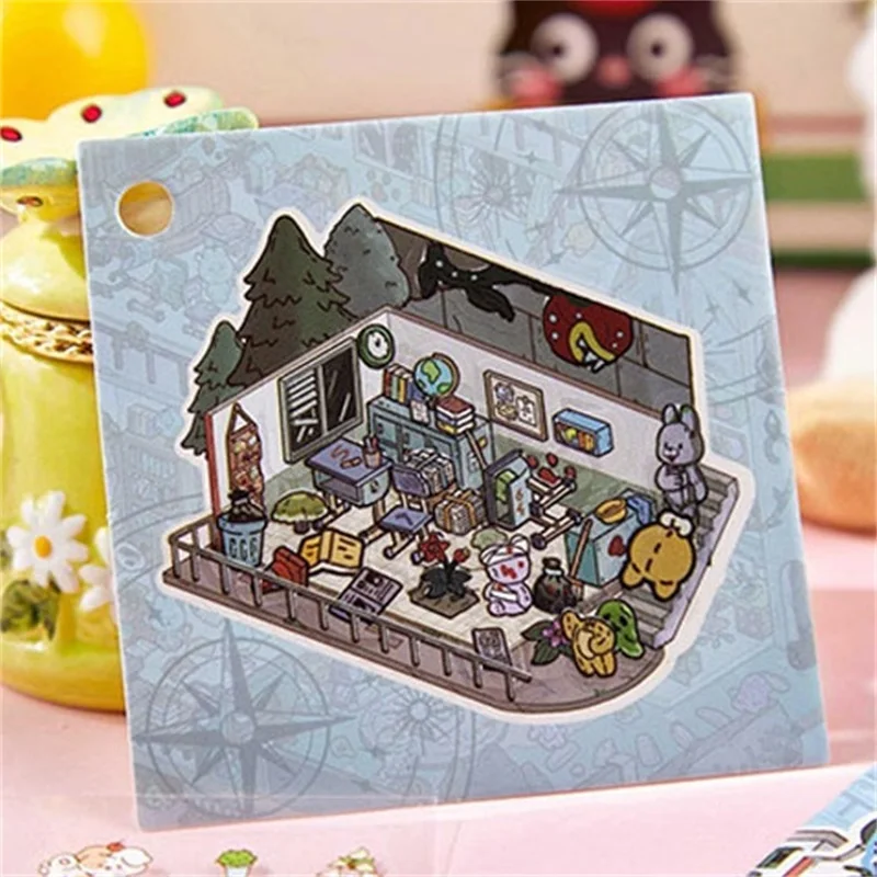 

8в1 Kawaii 3D домашняя ежедневная мультяшная миниатюрная сцена мини-наклейка книга DIY ручная укладка паста наклейки для скрапбукинга детский подарок