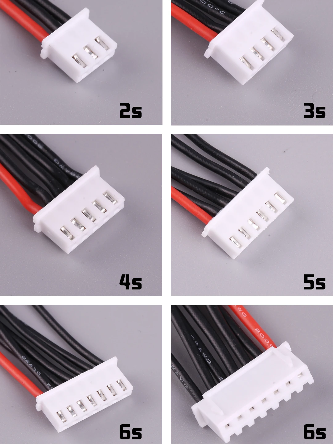 Fil de Silice Ultra-Doux, Prise de Batterie de Charge, 2S, 3S, 4S, 5S, 6S, 22AWG, 10cm, 20cm, Lot de 10 Pièces