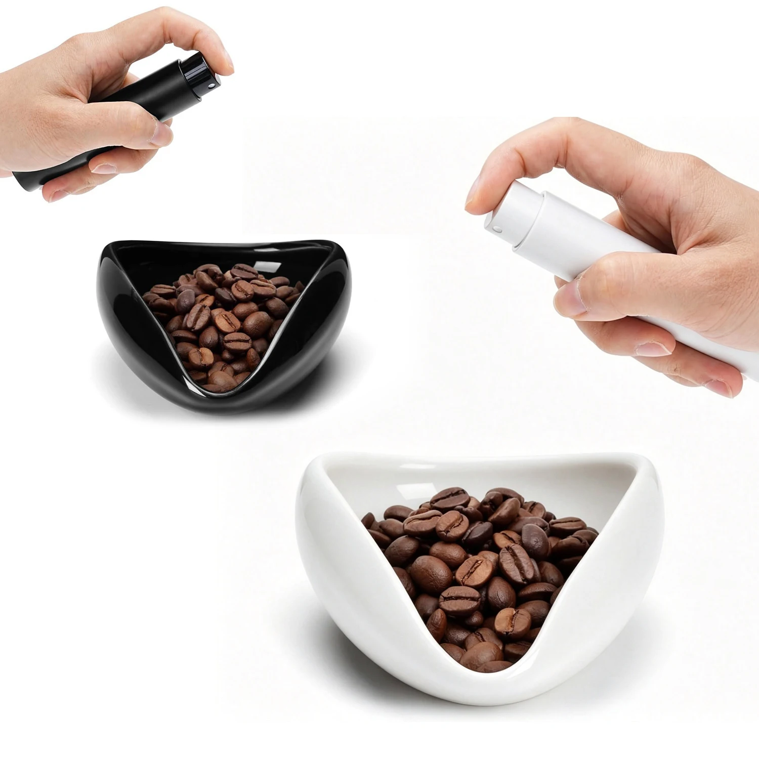 Shavcooo Eco-Friendly Coffee Bean Dosing Cup Spray Bottle Kit Ceramic Tray Sprayer Stainless Steel Spoon for Baristas Espresso