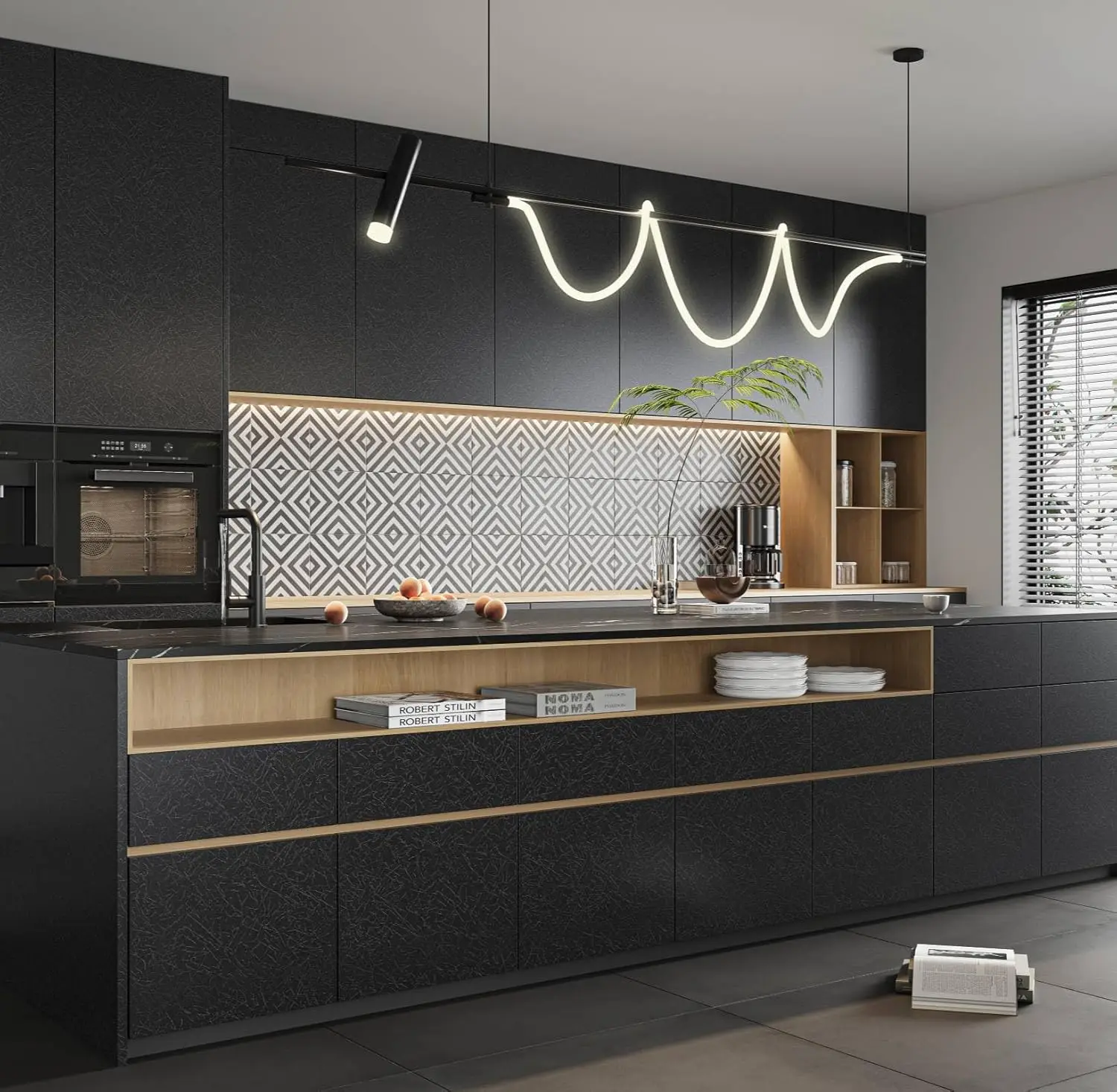Wearproof Matte Black Woven Wallpaper, Contact Paper for Coffee Shop Bar Counter, Hot DIY Supply for Black Friday Dark Store Ren