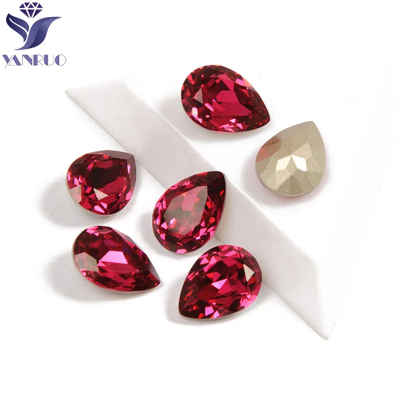 

YANRUO 4320 Drop Fuchsia Beauty Rhinestones Diamond Pointback Fancy Crystal Jewelry Making Beads For 3D DIY Nail Art Decorations