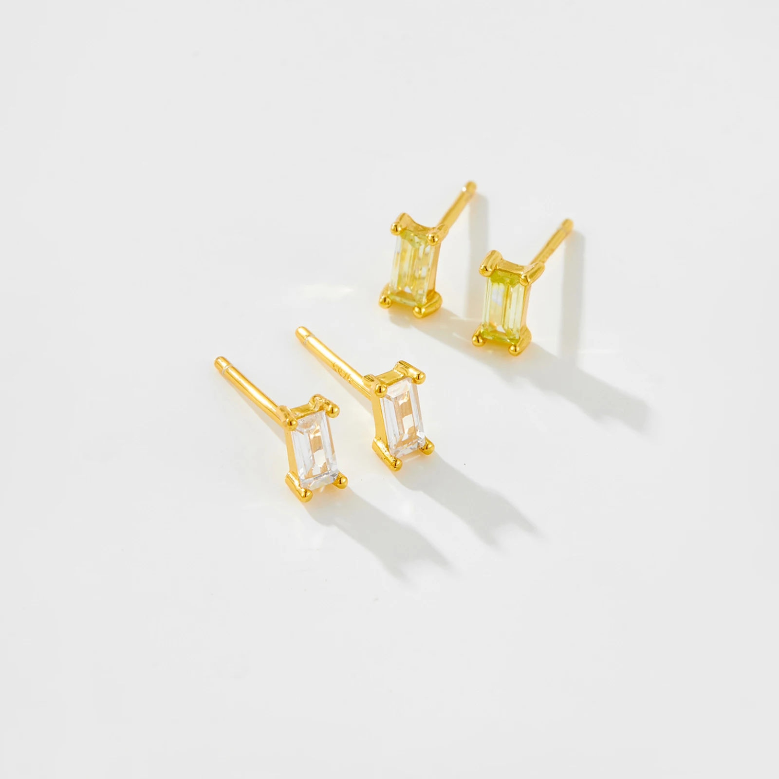 ANDYWEN 925 Sterling Silver Colorful Rainbow Square Stud Earring White Purple Gemstone Piercing Ohrringe Pendiente Fine Jewelry