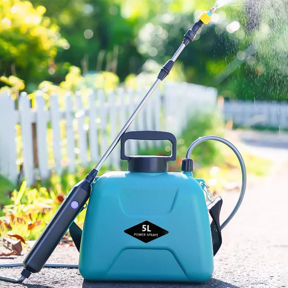 Pulverizador eléctrico de jardín de 5L con varilla telescópica, rociador eléctrico para plantas con carga USB, aspersor de plantas de mano, herramienta de riego de jardín
