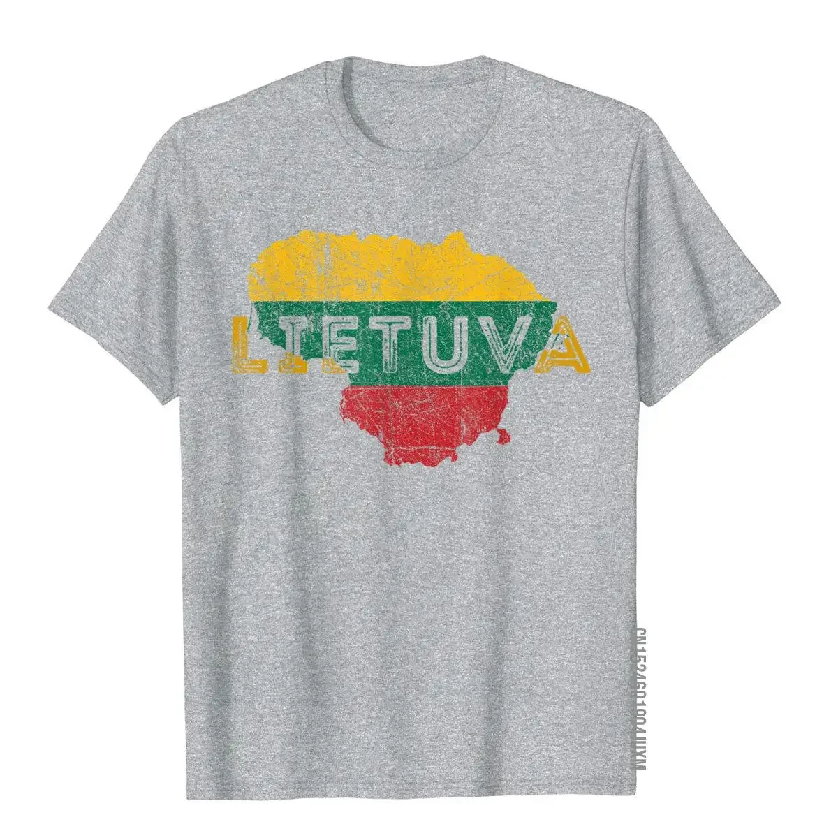 Lithuanian Map and Flag Souvenir Distressed Lietuva T-Shirt Cool T Shirts Hip Hop Tops Shirts Cotton Mens Printed