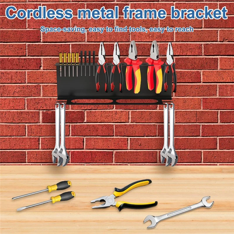 ABLQ Screwdriver Organizer, Wall Mount Plier Organizer, 17 Inch Hammer Holder, 4 In 1 Hand Tool Storage Rack, Organizer