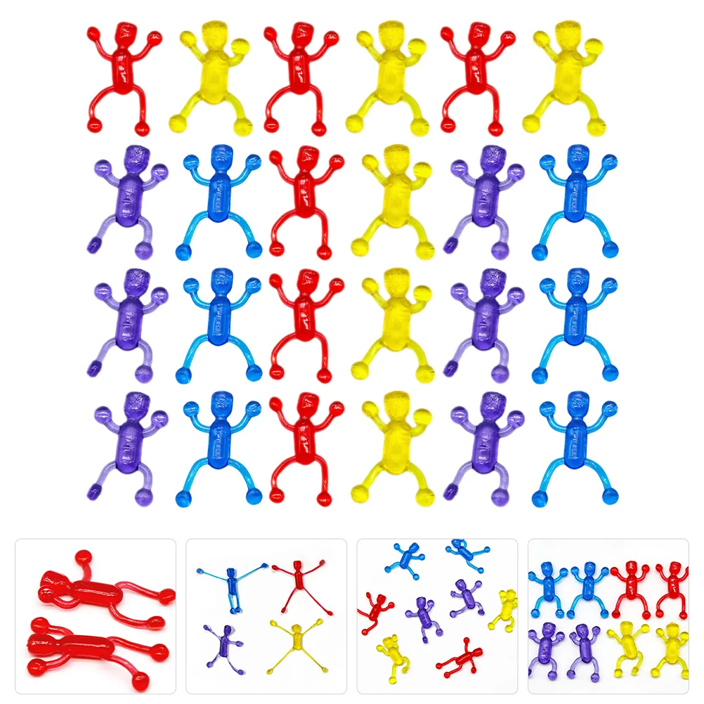 36 Pcs Human Figure Soft Rubber Toy Window Crawler Toys Stretchy Sticky Kids Party Finger Mini People Elastic Favors Flight