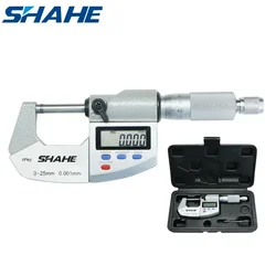 Shahe-0-25mm 미크론 디지털 외부 마이크로미터 전자 마이크로미터 게이지, 0.001mm 디지털 게이지 측정 도구