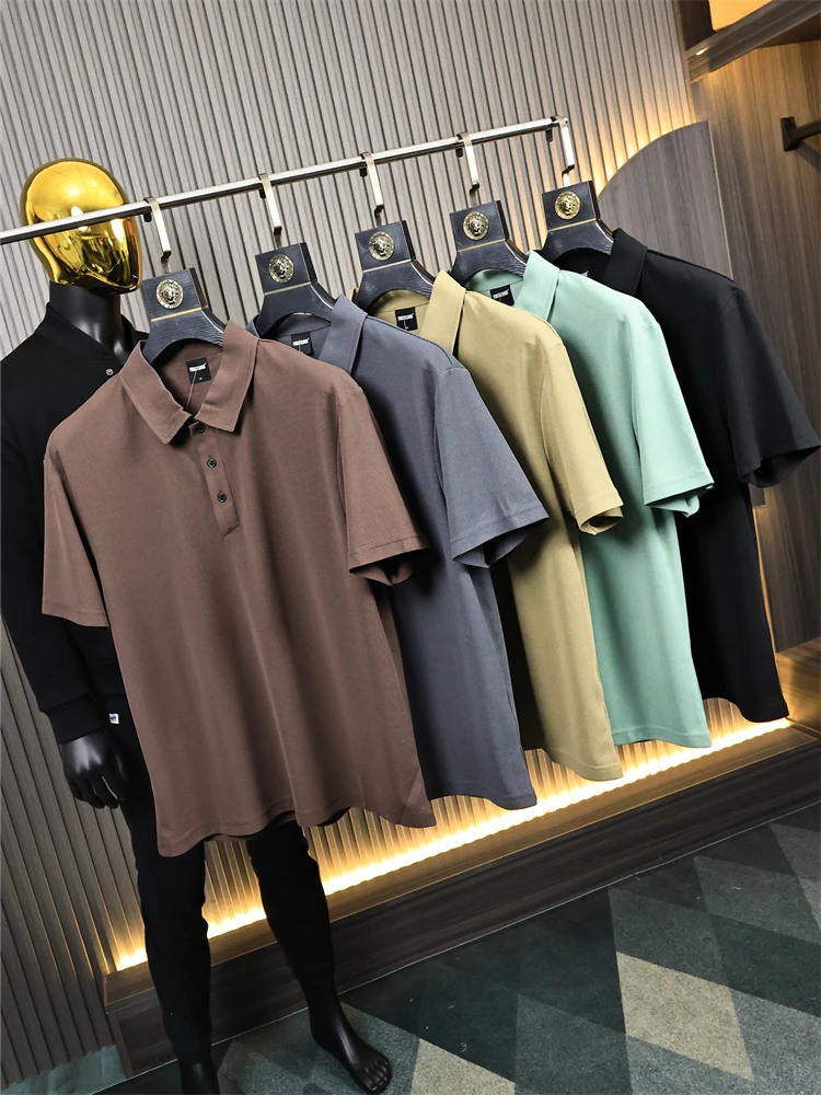 Fashionable Short Sleeve Shirt for Men Quality Cotton Summer Business Casual Standard Fit Pure Color Turn-down Collar