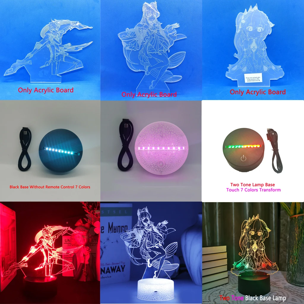 Genshin Impact Acrylic Sheet Figure Board 3D Led Night Light Base For Kid Anime Lamp Child Room Decor Illusion Gift Nahida Dehya