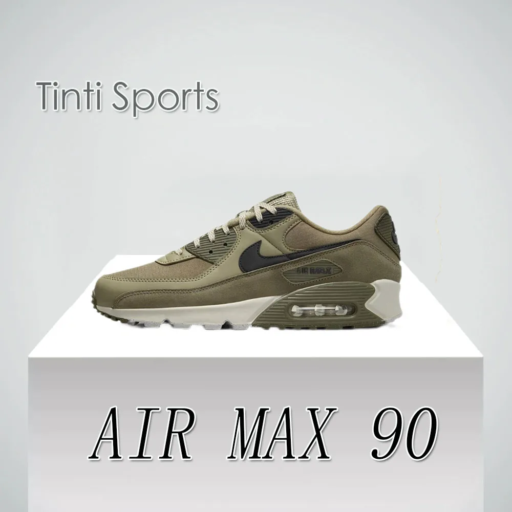 Nike New AIR MAX 90 Low Herensneakers Winter Ademende en comfortabele vrijetijdsschoenen Antislip en slijtvast Groen en Bruin