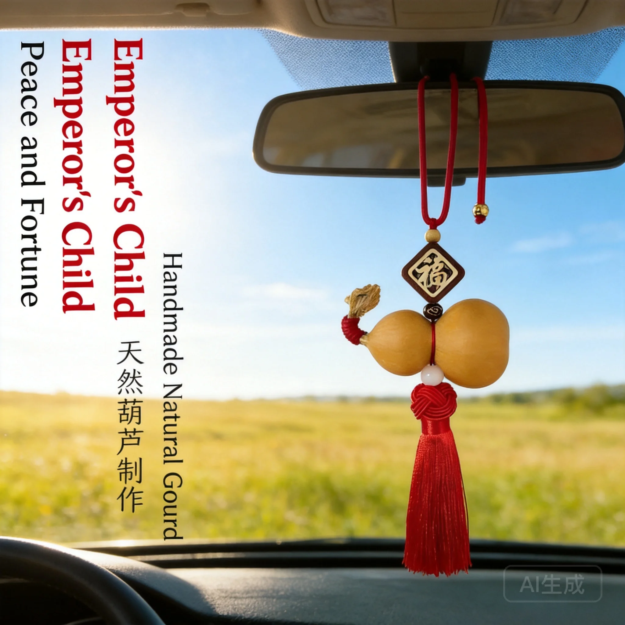 Natural Gourd Car Hanging Ornament 2026 Rearview Mirror Doorway Decor Pendant With Rosewood Blessing Tag Red Tassel For Auto Hom