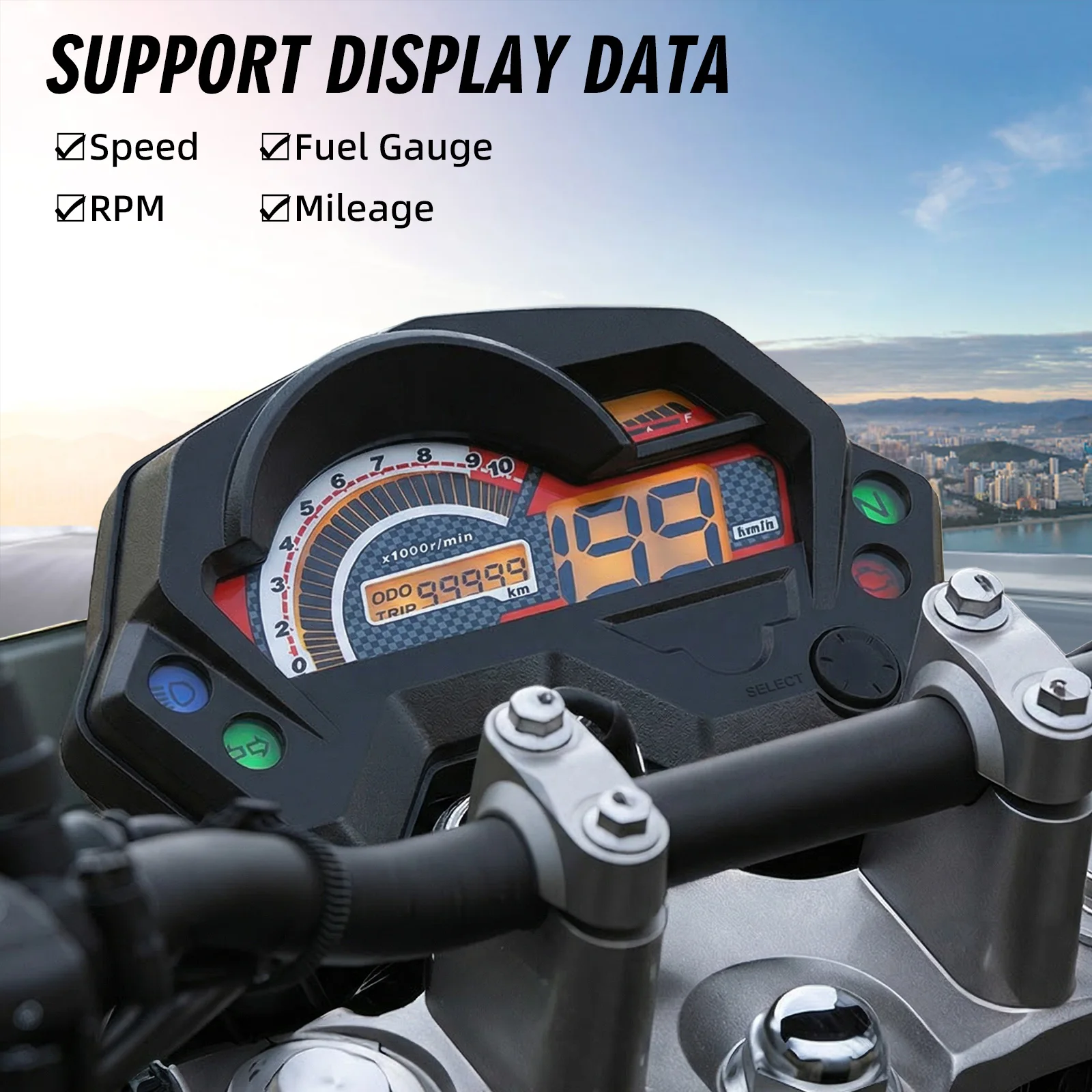 Für Yamaha FZ16 FZ 2.0 16 Cafe Racer Tachometer Digitaler Motorrad-Geschwindigkeitsmesser Elektronische Anzeige LCD-Display