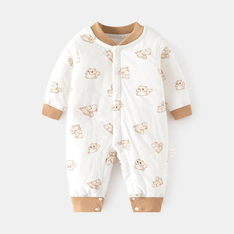 

Baby Cotton-Padded Jumpsuit Keep Baby Warm Autumn and Winter Boneless Romper Thin Cotton Thickened Door Romper Children's Jump S