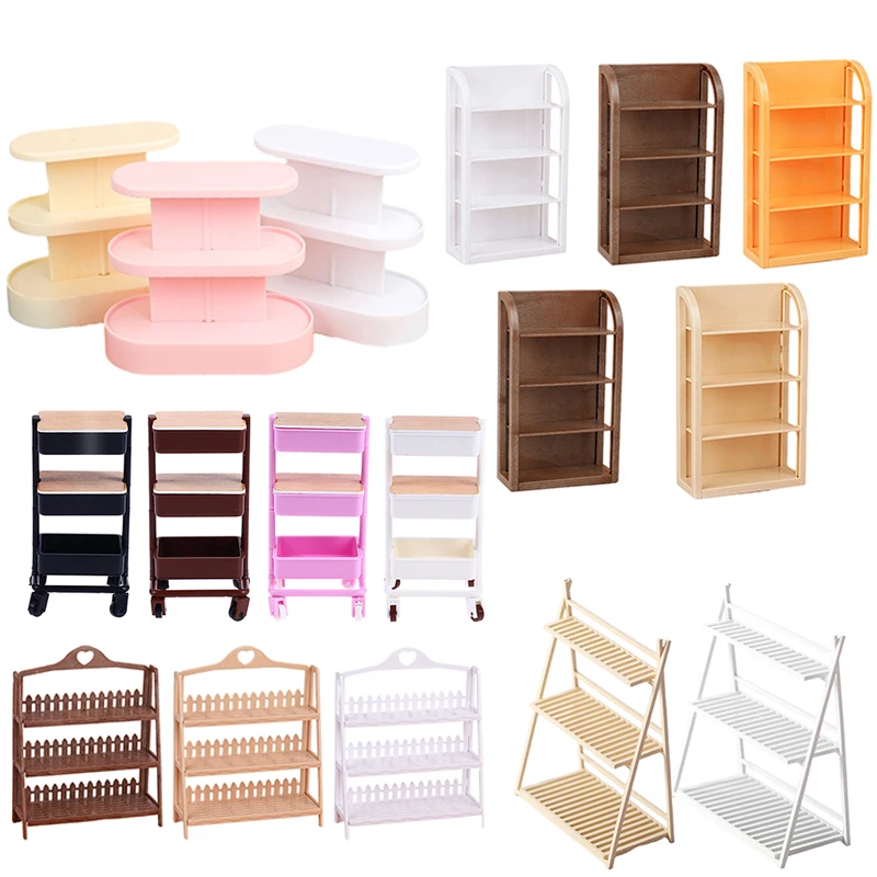 1Pc 1/12 Dollhouse Display Shelf Bread Rack Flower Stand Model Dollhouse Mini Furniture Decoration Dolls House Accessories