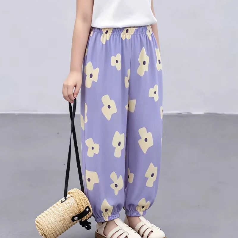 Children's Summer Fashion Printed Casual Sports Pants for Boys and Girls, Elastic Waist Comfortable Harun Pants, Versatile Pants