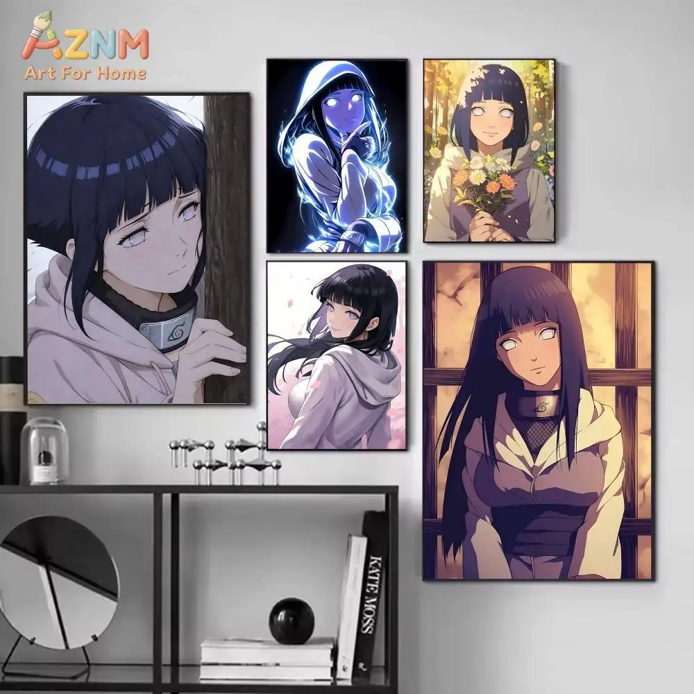 AZNM Naruto Hyuga Hinata Byakugan Anime Canvas Painting No Frame Wall Art Decor Poster