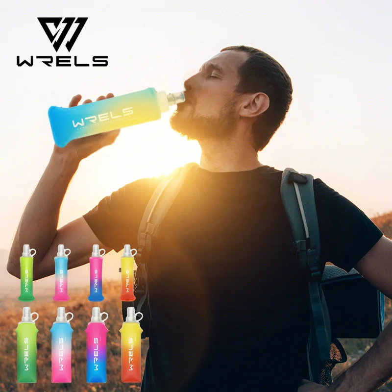 Sport-Wasserflasche, TPU, faltbar, weiche Trinkflasche, tragbare Wasserflasche, hoher Durchfluss, zum Laufen, Wandern, Radfahren, Fitness, Wasserbeutel