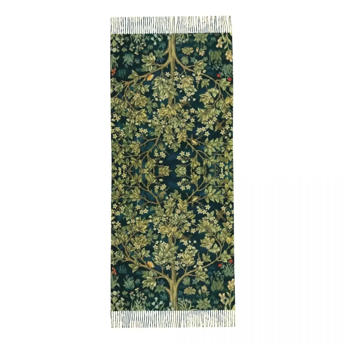 Bufanda con borlas de árbol de la vida de William Morris para mujer, chales con patrón textil Floral suave, bufandas femeninas de invierno y otoño