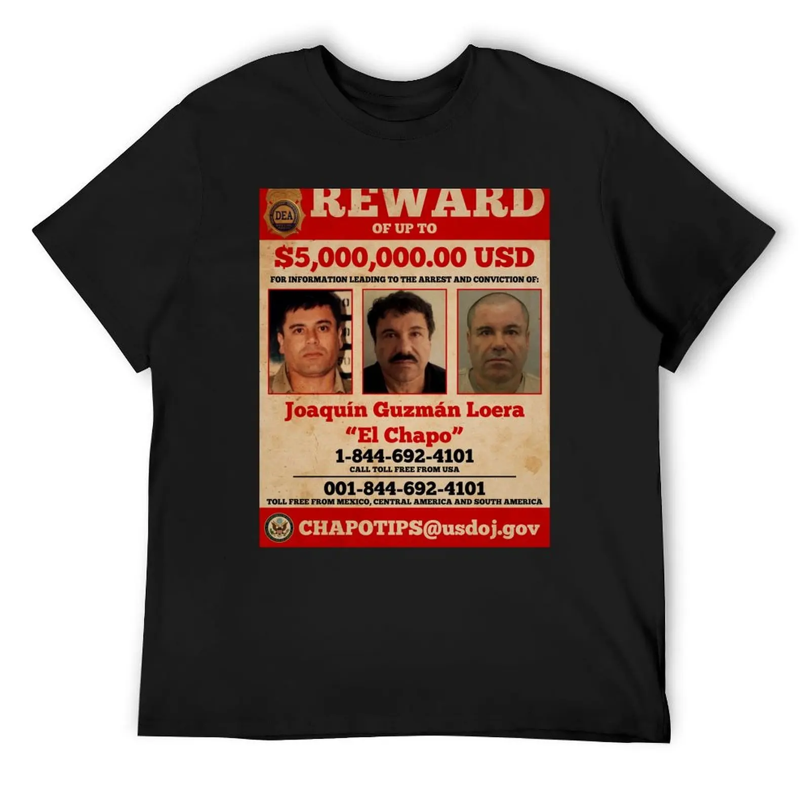 

El Chapo wanted T-Shirt hippie clothes luxury t-shirt graphic tee shirt plain t shirts men