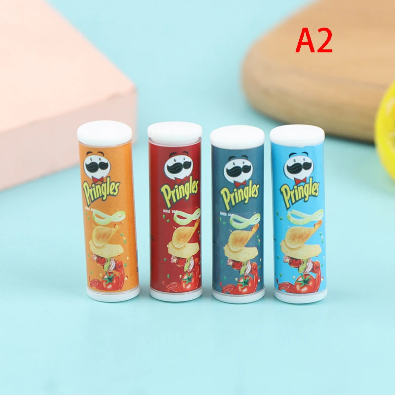 4Pcs/set 1:12 Dollhouse Miniature Food Potato Chips Bottles Model Food Accessories For Doll House Decor Kids Pretend Play Toys