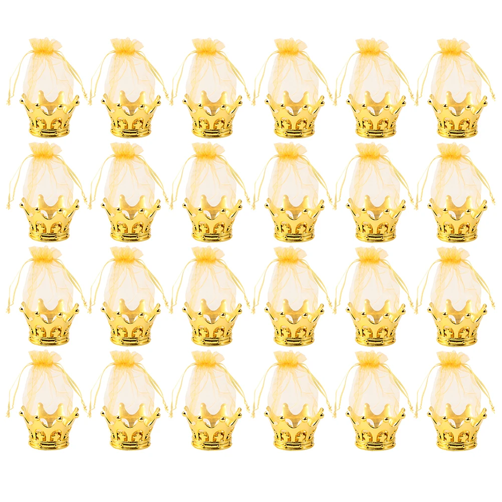 

24pcs Golden Bags Crown Drawstring Pouches for Candy Wedding Gifts Bags Party Wedding Gifts Packaging Promotions