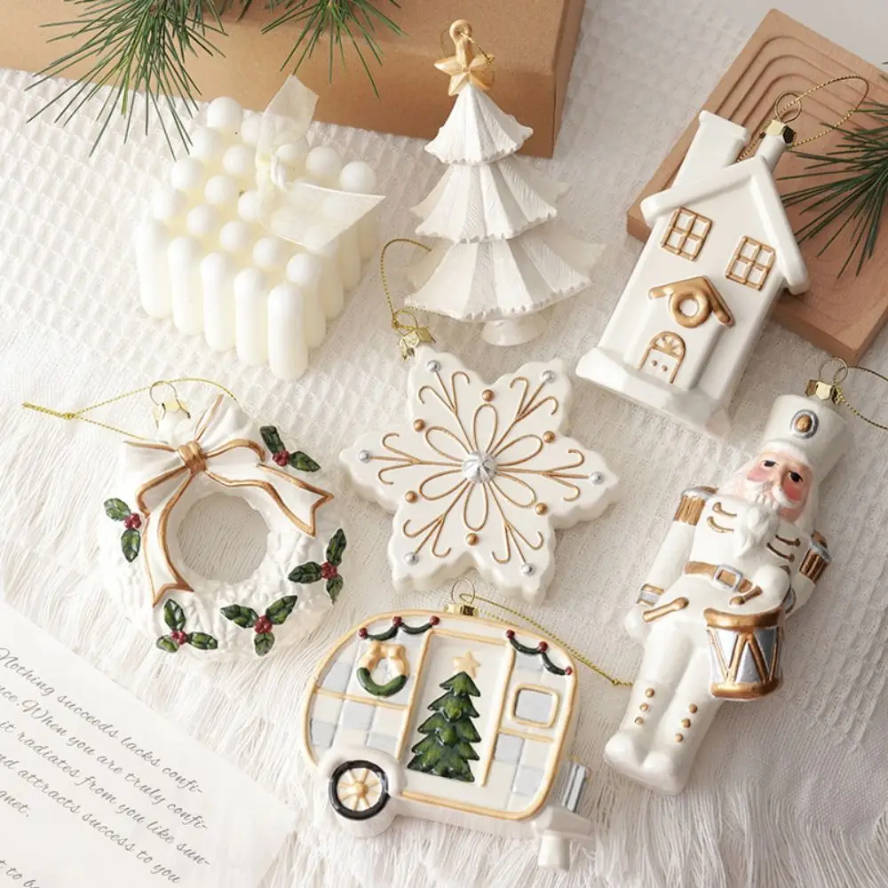 White Christmas Decoration Plastic Xmas Tree Hanging Pendants Shopwindow Soldier House Car Christmas Tree Ornament Christmas