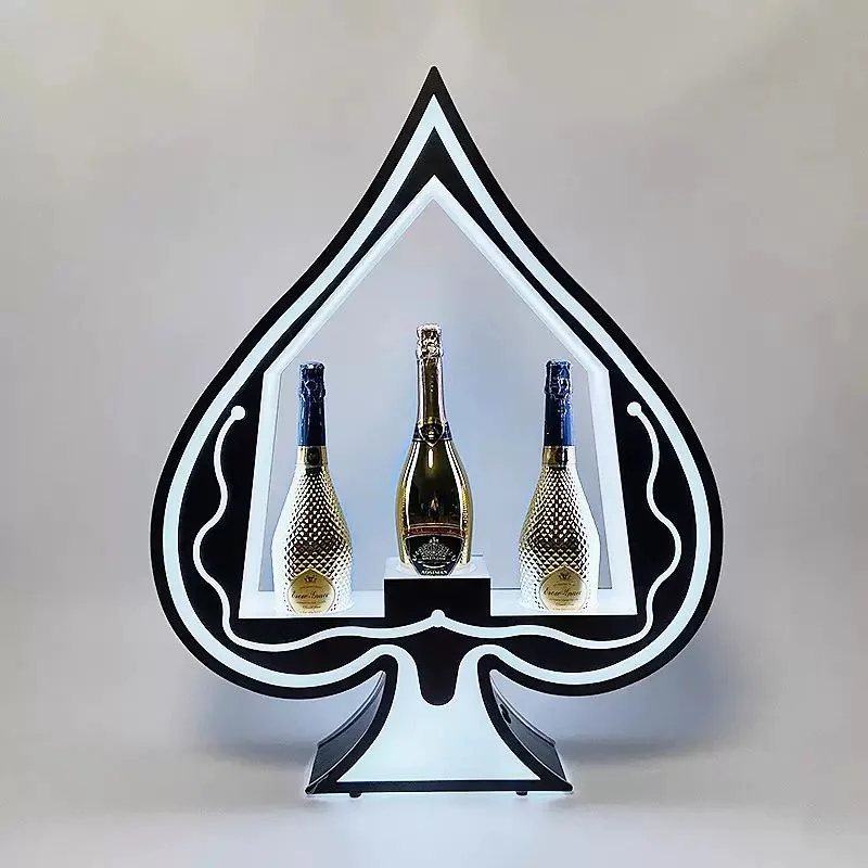 LED Lightec Ace of Spade botella de champán, presentador Armand de Brignac, glorificador, letrero de neón, botellas de Spades, servicio, estante de vino, decoración