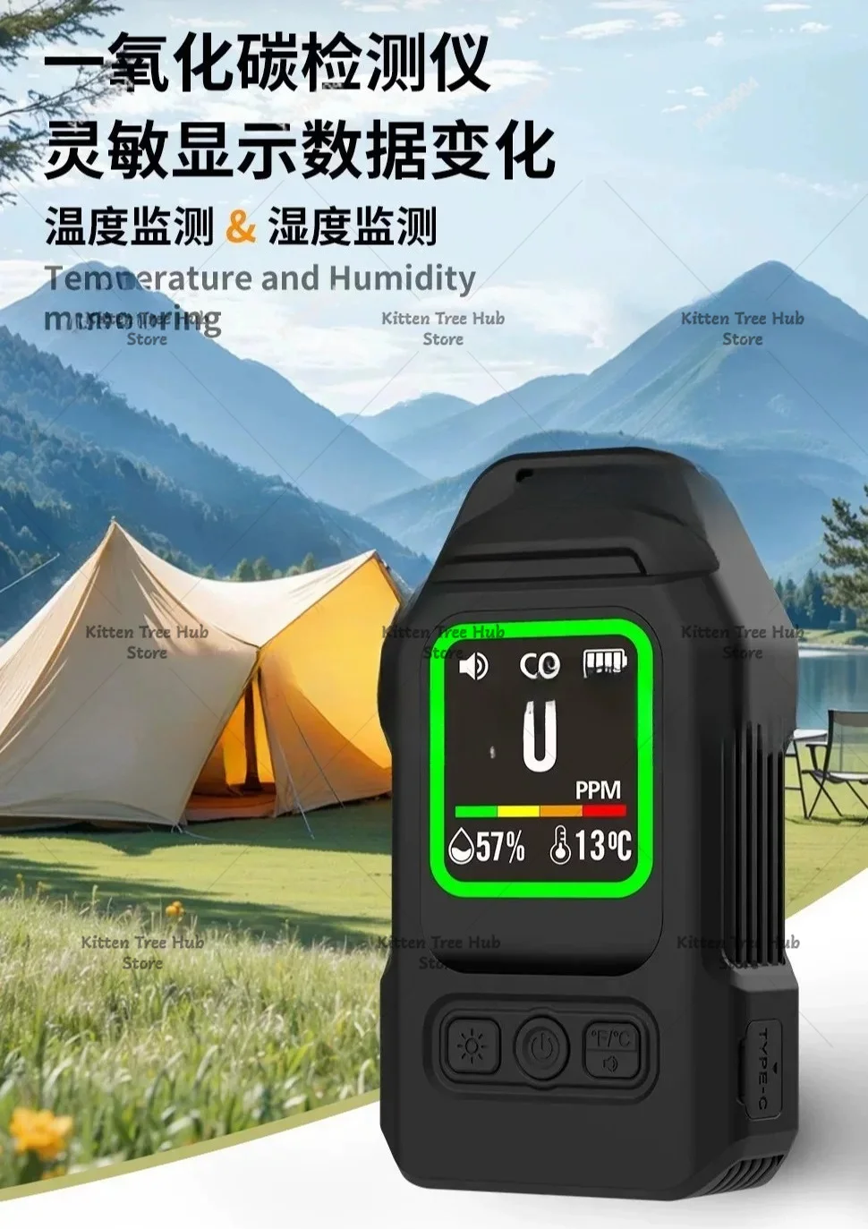 Multi-functional Gas Tester for Carbon Monoxide & Dioxide, Magnetic Design, Extended Standby Time