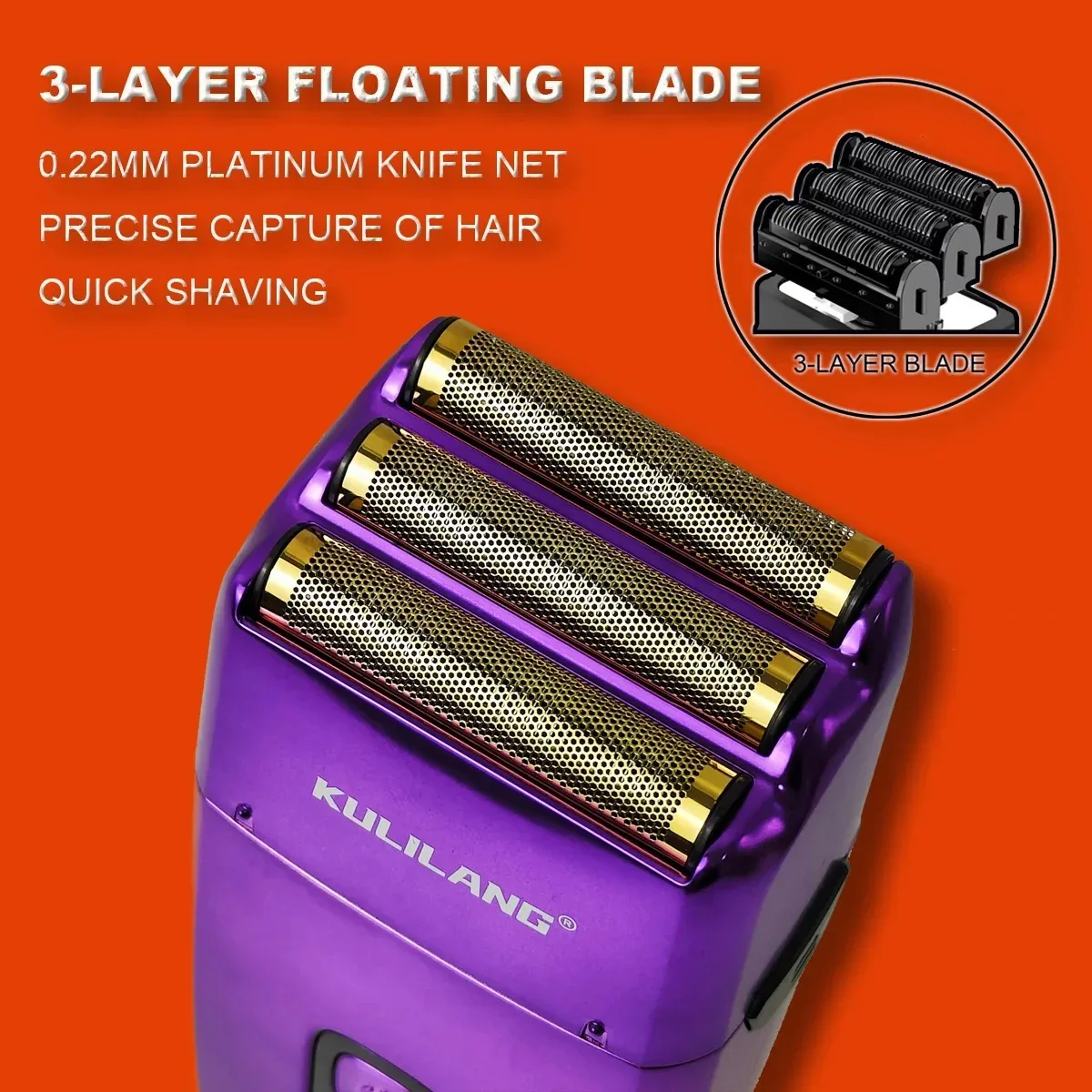 KULILANG R11F Purple Professional Electric Hair Shaver Oil Head Gradient Titanium Plated Knife Net Hair Salon Trimmer