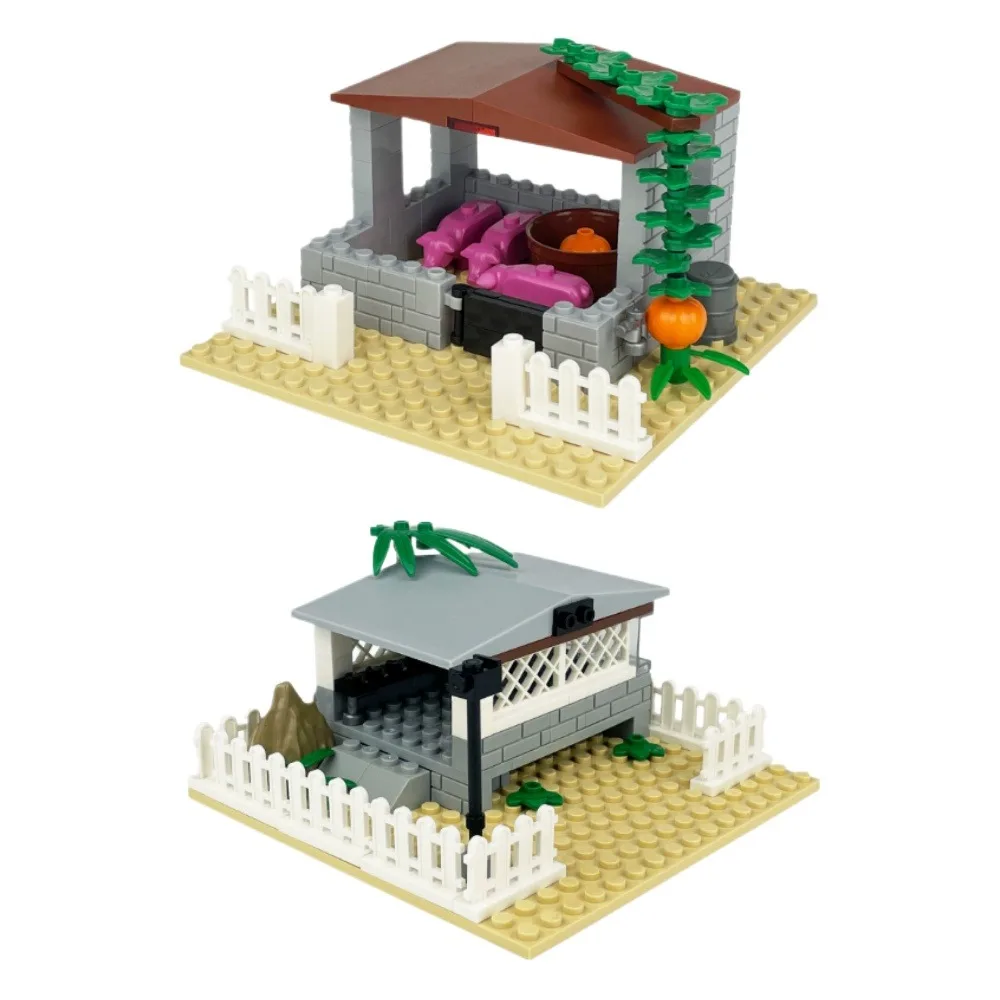 Farm-Serie Modell von Hühnerstall-Zäunen für Nutztierbetriebe Tier-Bausteine und Zubehör Pädagogisches Montage-Spielzeug