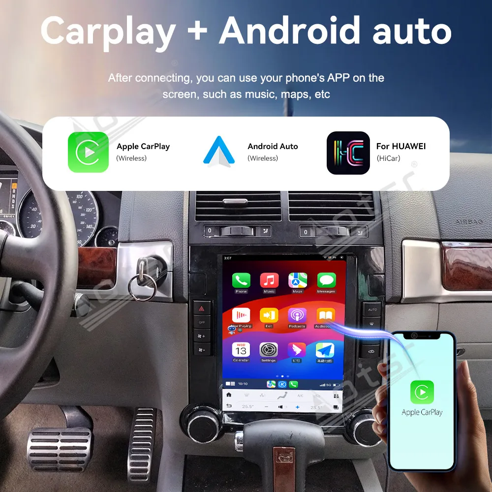 

10,4-дюймовый голосовой экран для VW Touareg 2003~2010, Android 14, автомобильная мультимедийная система, GPS-навигация, аудио, офлайн-карты, головное устройство