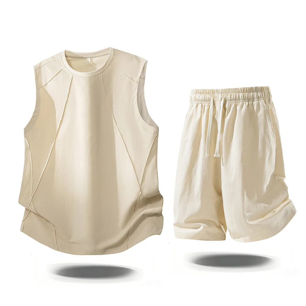 Mens Casual 2 Piece Outfits 2026 Summer Fashion Sleeveless Tank Top and Elastic Waist Shorts Male Daily Wear Athletic Gym Sets