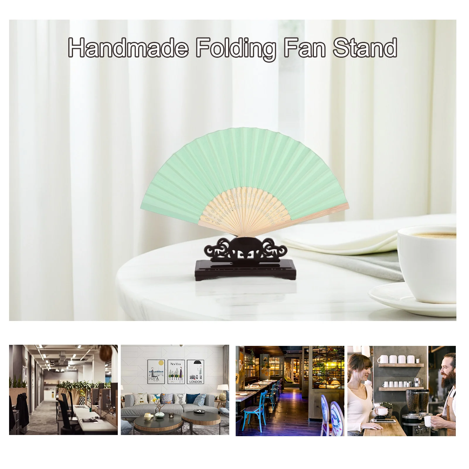 

2Pcs Japanese Folding Fans Display Stand Plastic Holder Base Rack Fan Bracket Hand Fan Holder Desktop Organizer for Home Office