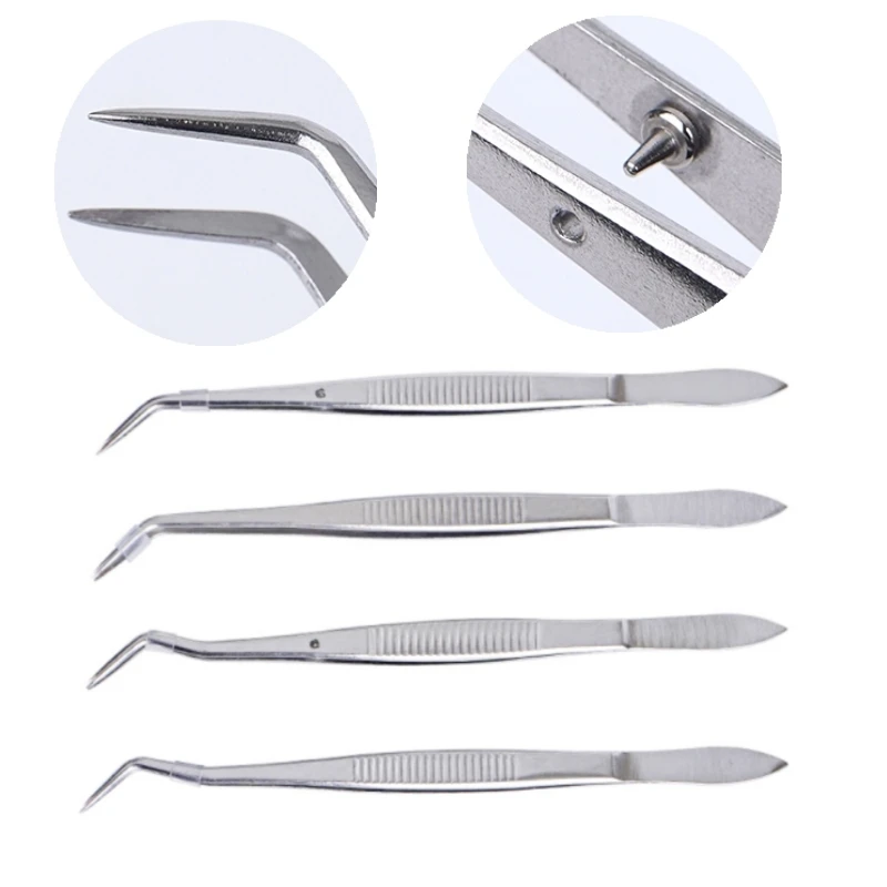 

5Pcs Stainless Steel Dental Surgical Tweezers Curved Pointed Tip Cotton Dressing Tweezers Pincers Dentist Tools