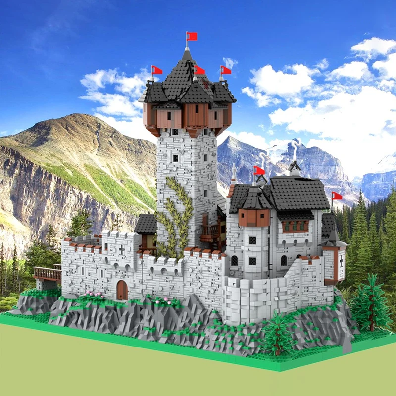 15539PCS MOC Alpine Castle Building Austrian Historic Architecture DIY Model Building Blocks Birthday Toys Gift