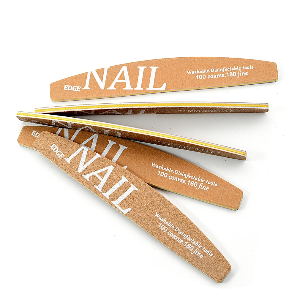 

100Pcs Halfmoon Nail Files Wholesale Double Sided Emery Boards For Gel Nail Professional Reusable Washable Manicure Pedicure Kit