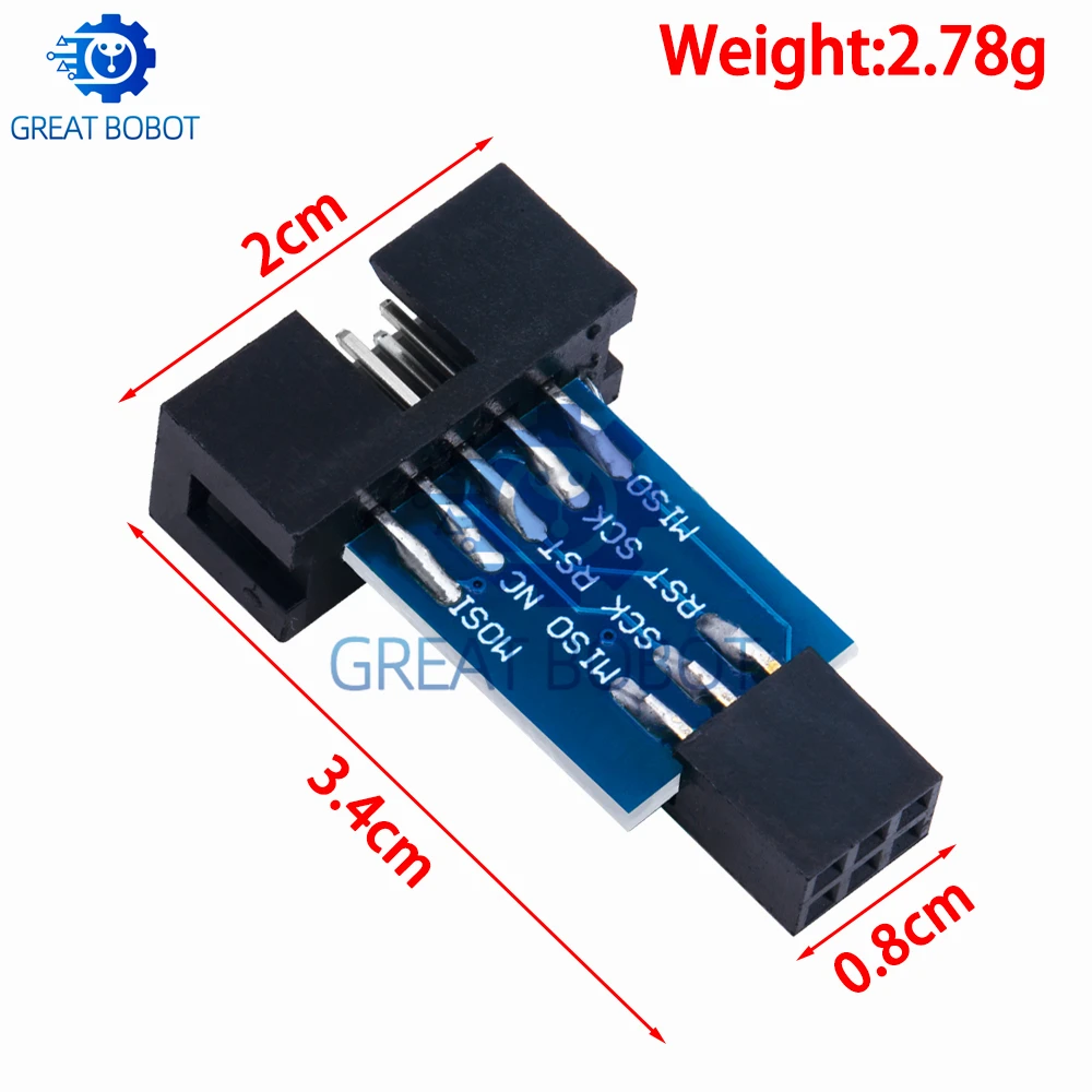 BS 1pcs 10 Pin to 6 Pin Adapter Board for AVRISP MKII USBASP STK500 High Quality