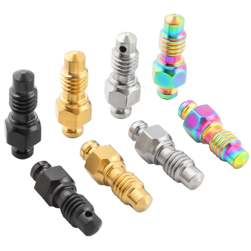 Motorcycle Brake Caliper Bleed Screw Bleeding Bleed Nipple Screw Caliper Exhaust Oil Drain Screw with Rubber Dust Caps