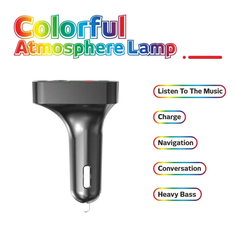 Portable Car MP3 Bluetooth Player 5.3 FM Transmitter Fast Charger Multi-protection Radio Modulator Handsfree Call GPS Navigater