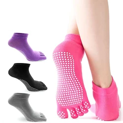 WOSWEIR 1 Pair Women Sports Yoga Socks Five Finger Slipper Anti Slip Lady Pilates Ballet Heel Professional Dance Protector