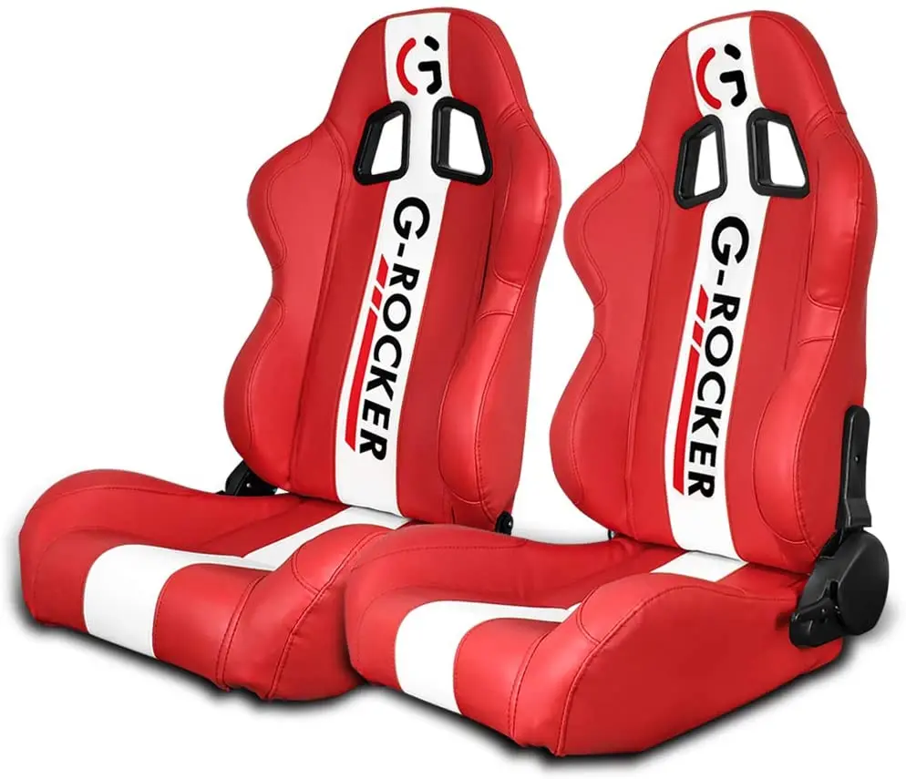 JBR47 Red PVC Suede Racing Seat Universal Leather Car Simulator Gaming Adjustable Sim Bucket Racing Seats