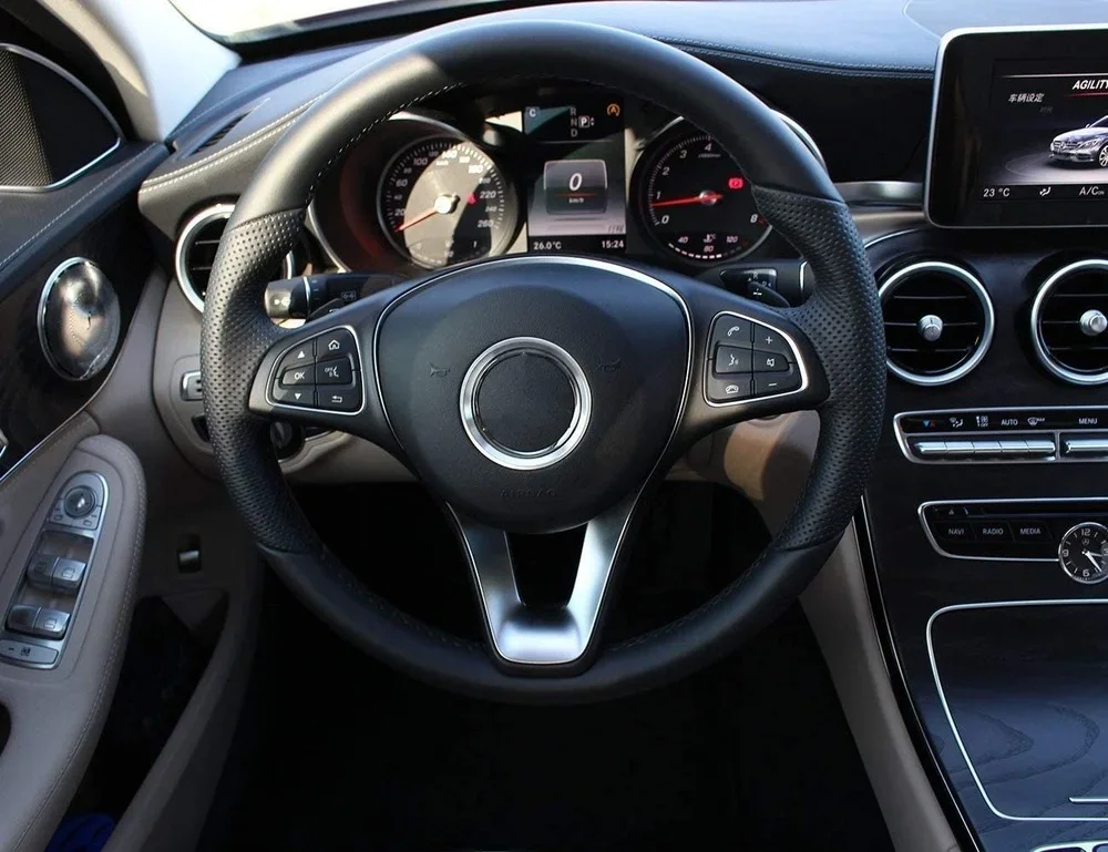 Aluminum Alloy Chrome Steering Wheel Ring Decoration Cover for Mercedes Benz CLA GLE GLC A B C Class W204 W246 W176 W117 C117