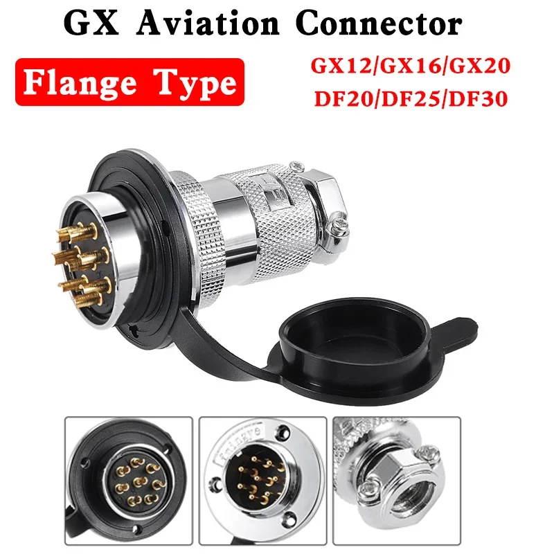 

5/10/100 Sets Aviation Plug GX12/16/20 DF20/25/30 Cable Connector Circular Flange Fixing 2/3/4/5/6/7/8/9/10/12/14/15pin