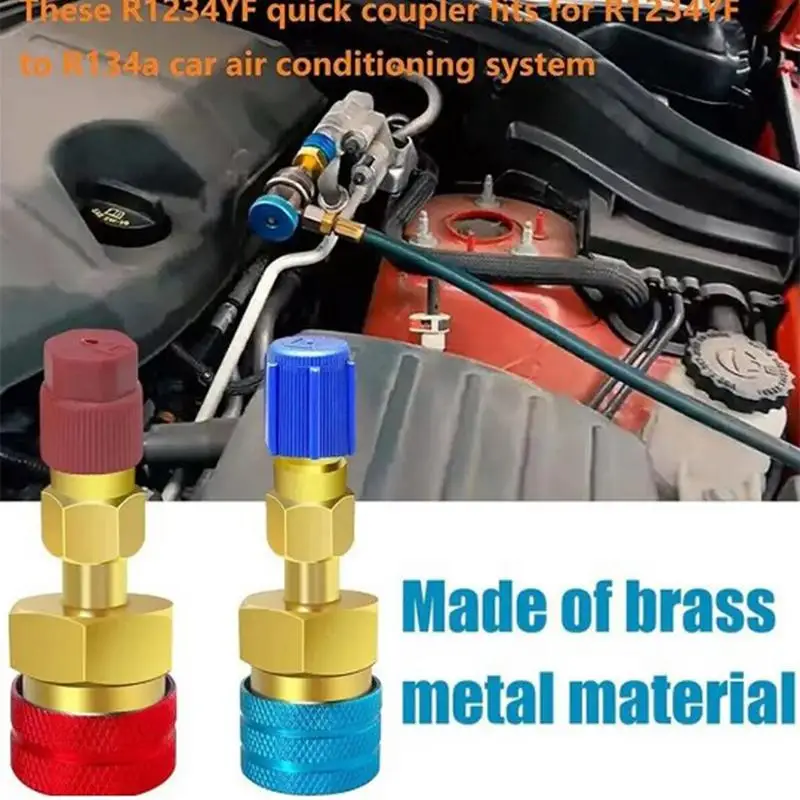 Auto Refrigerant Quick Couplers 1 Pair High-Low Conversion Fittings Copper Car Air Hose Connector For Cars Air Conditioner