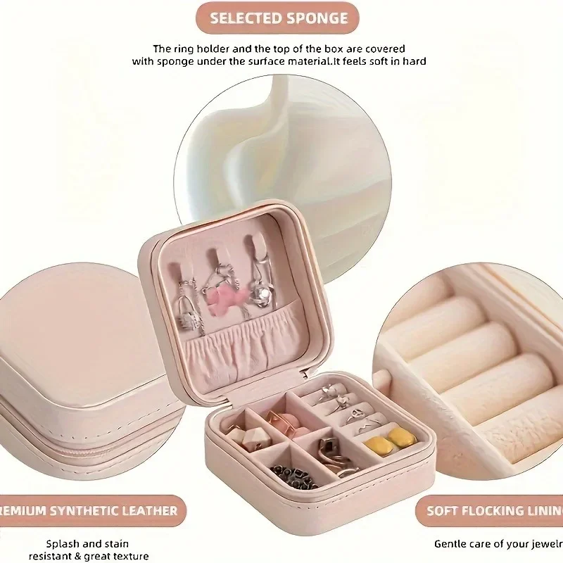 Comodo da trasportare, portagioie quadrato discreto e connotativo realizzato in materiale PU