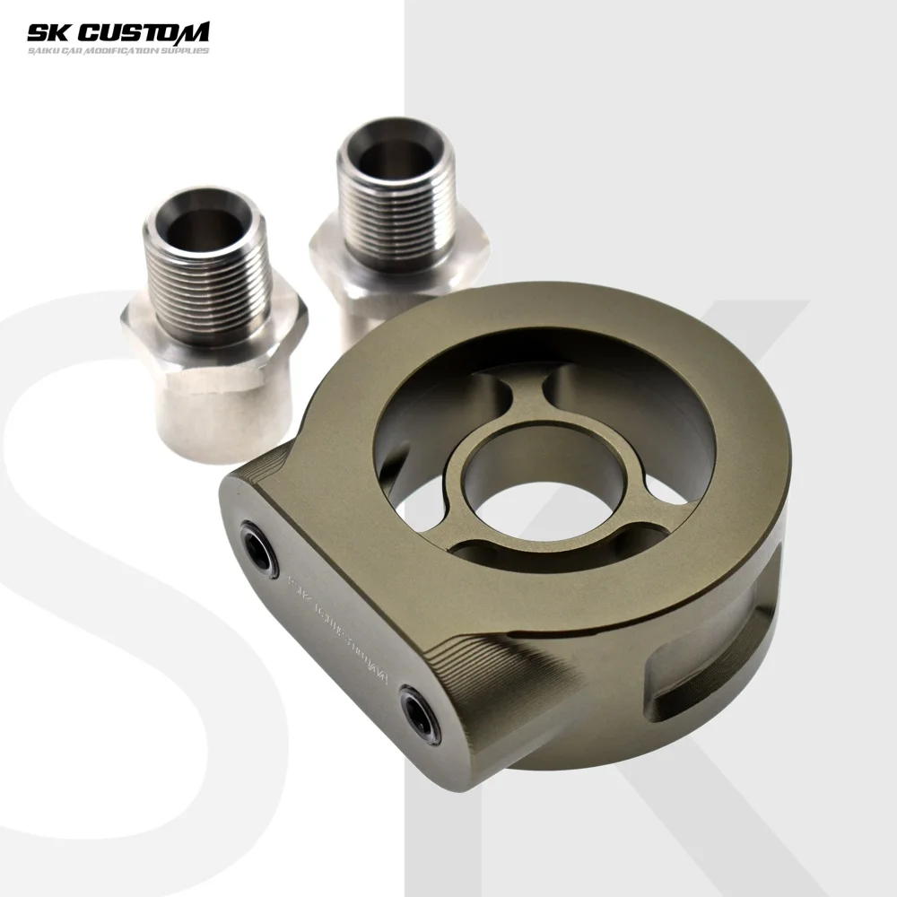 SK CUSTOM Universal Car Oil Filter Sandwich Plate Adapter Oil Pressure Temp Adapter M20-1.5 3/4-16UNF Refit Adapter Base NPT1/8