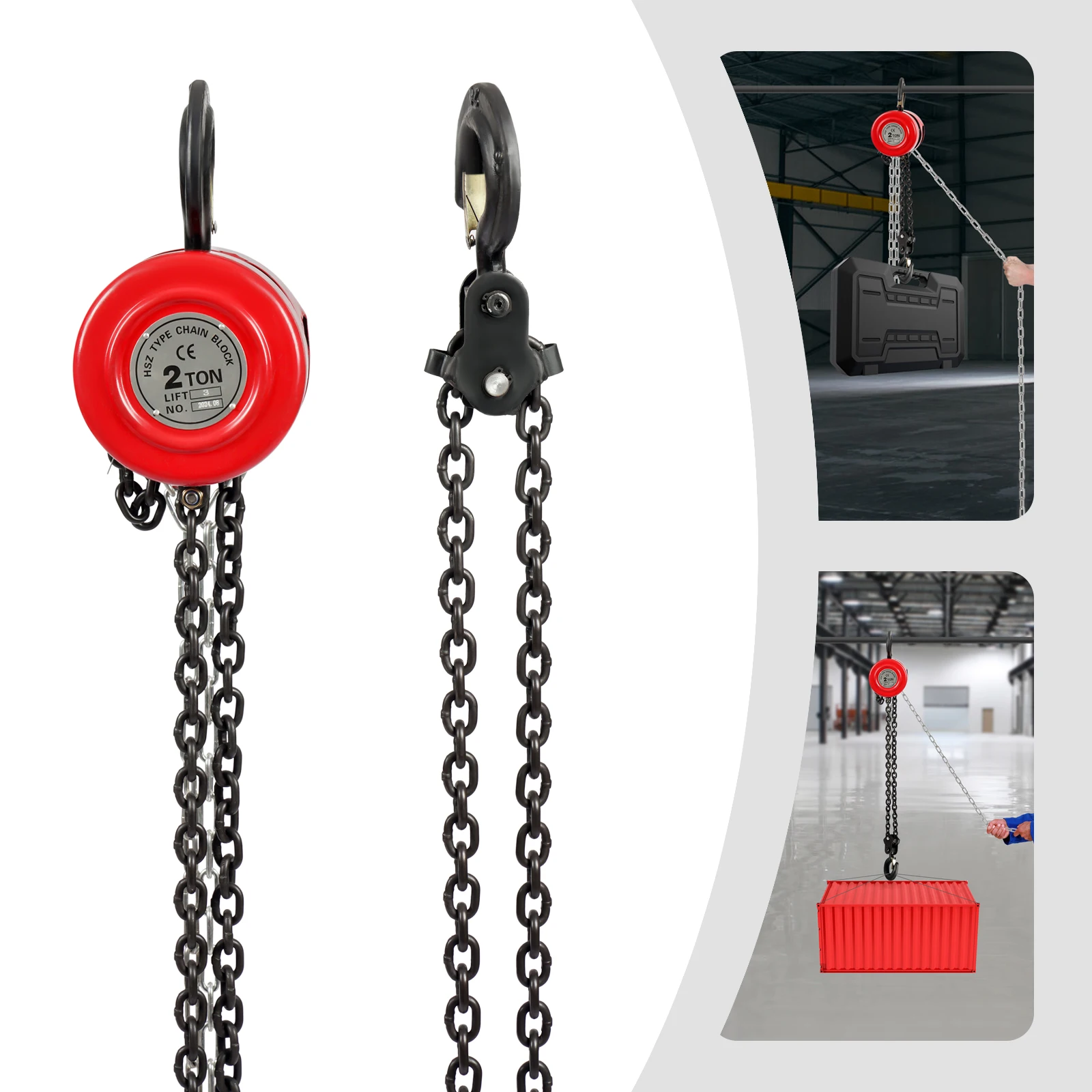 1T/2T Handkettenzug Hubhöhe 3M Industrielles manuelles Hebewerkzeug für den Transport Fabrik Garagen Lager