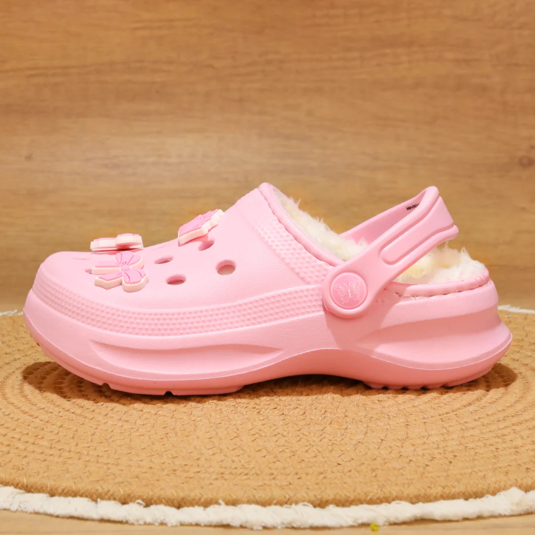 Kinder-Clogs und -Mules mit Fellfutter, leichte Garten-Schuhe mit Baumwollfutter, warme Hausschuhe für Jungen, Mädchen und Kleinkinder, 168. – Detail 9