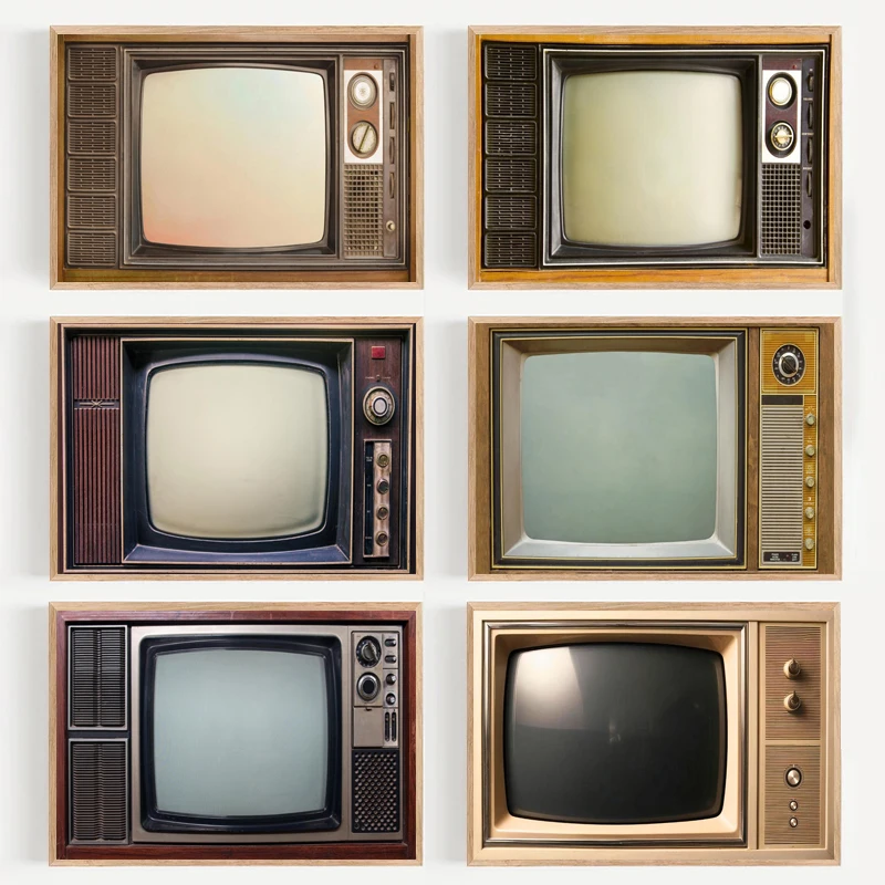 Retro Abstract Early Television Sets of Various Styles Poster Canvas Art Painting Prints Home Room Wall Picture Decoration Gift